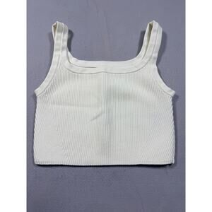 CUTS Clothing Ribbed Crop Tank Top Medium White Nylon Sleeveless Athletic NWOT